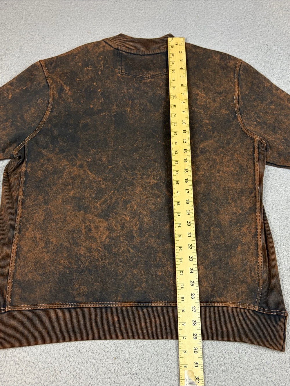 32 Bar Blues Henley Sweatshirt Men's XL Washed Brown Crewneck Heavy - Picture 8 of 9